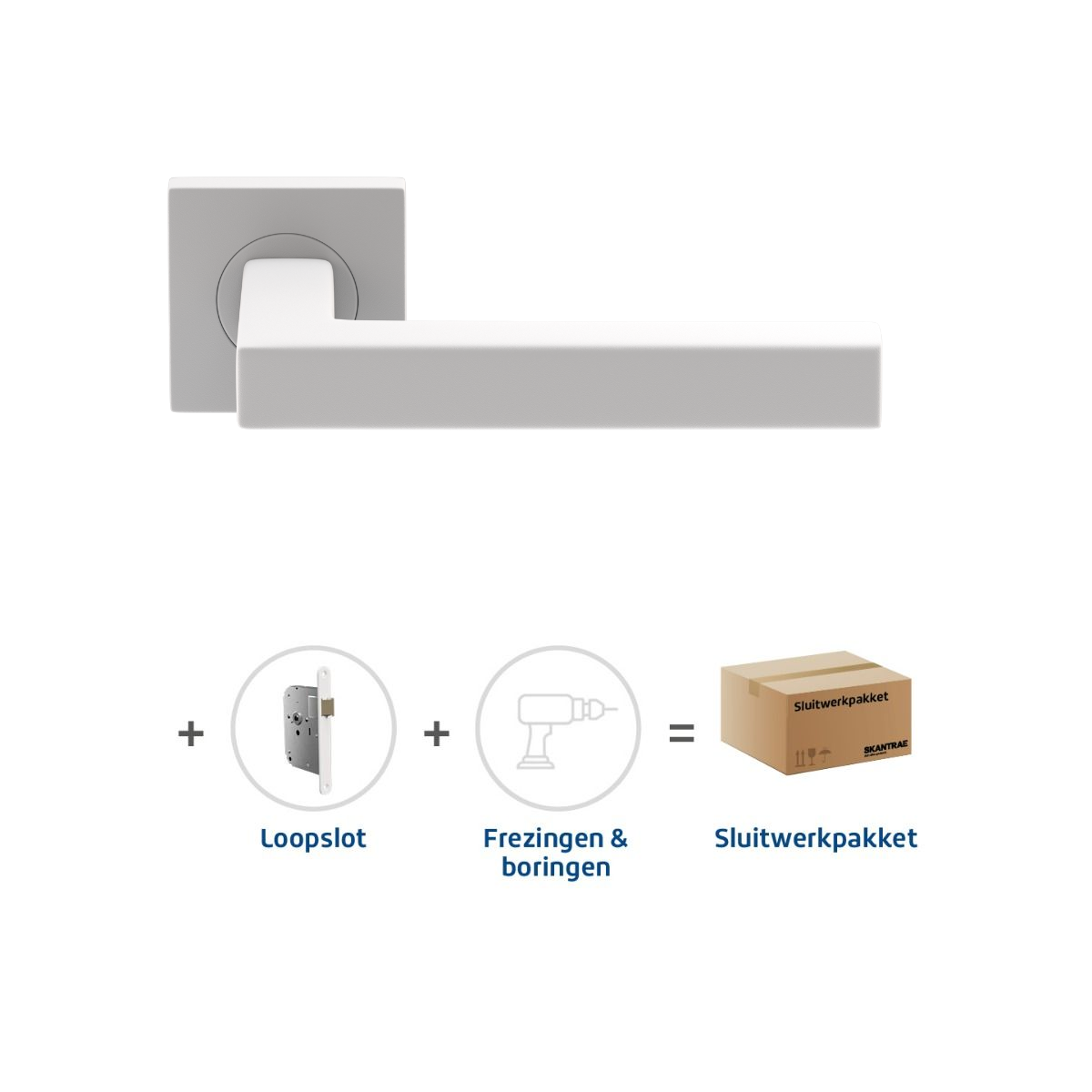 Sluitwerkpakketten met Deurkruk Squared 20 Regular Wit